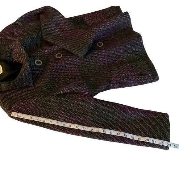 Carlisle Jacket Tweed Wool Blend Button Snap Front Black Pink Grey Weave Size 14 - Picture 7 of 12